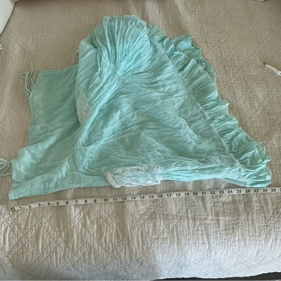 Boho Light Blue Shirt Dress White Lace Pockets L/XL Summer 100 % COTTON 🔥 - Picture 12 of 12